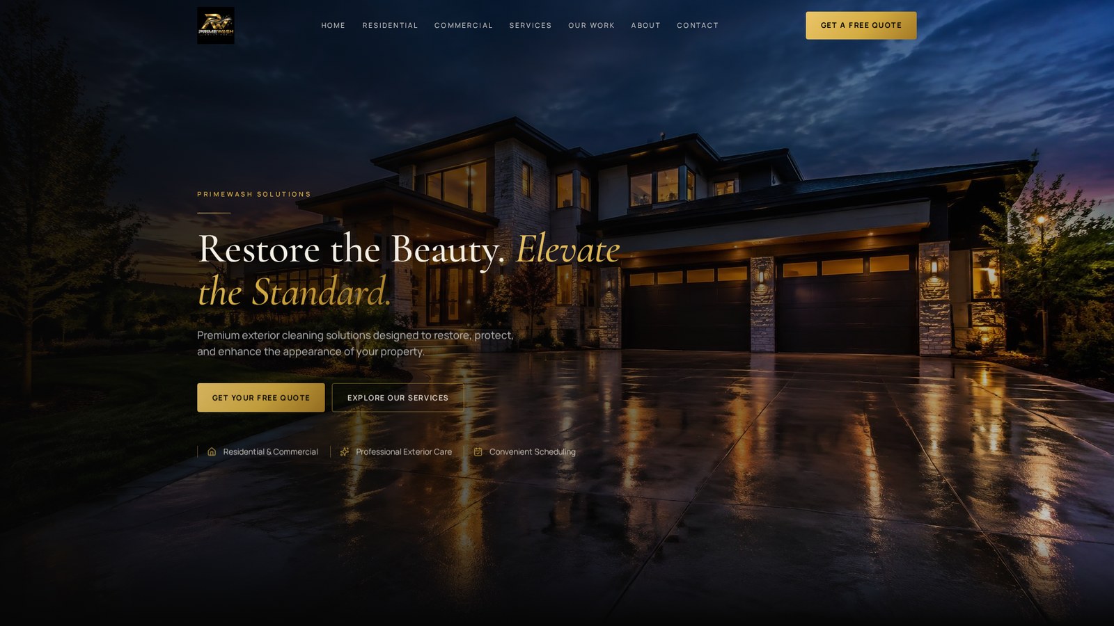 PrimeWash Solutions website preview